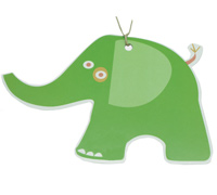 CARDBOARD ELEPHANT GIFT TAG-Lime on White