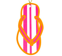 CARDBOARD THONG GIFT TAG-Orange-Hot Pink on White