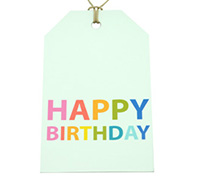 CARDBOARD HAPPY BIRTHDAY LUGGAGE TAG-Brights on White