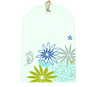 CARDBOARD FLOWER GARDEN LUGGAGE TAG-Tiffany-Cobalt on White