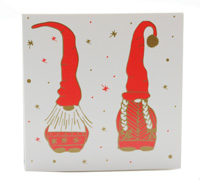 GIFT CARD NORDIC GNOMES-Gold-Scarlet on White