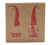 GIFT CARD NORDIC GNOMES-White-Scarlet on Natural Kraft
