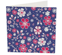 GIFT CARD PRETTY BLOOMS-Navy-Hot Pink on White