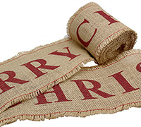 100mm CUT-EDGED MERRY CHRISTMAS JUTE ROLL-Natural-Red
