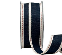 25mm WOVEN EDGE STITCHED-Navy-Red