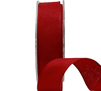 25mm WIRE-EDGED LINEN LOOK-Red