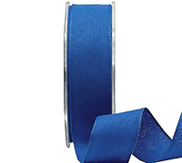 25mm WIRE-EDGED LINEN LOOK-Royal Blue