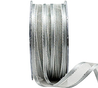 15mm SATIN EDGE SHEER with THREAD-Pewter-Silver