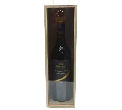 TIMBER SINGLE WINE BOX with clear lid