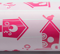50cm BIRD HOUSE WRAP-Hot Pink on Pale Pink