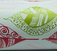 50cm ZEN LEAF WRAP-Pale Pink-Hot Pink-Chartreuse on White