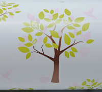 ORCHARD WRAP-Chartreuse-Pale Pink-Copper on White