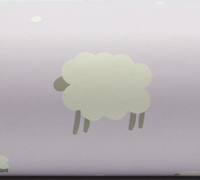 50cm WOOLLY SHEEP WRAP-Lilac-Grey on White Kraft