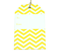 CARDBOARD CHEVRON LUGGAGE TAG-Yellow on White
