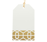 CARBOARD LATTICE LUGGAGE TAG-Gold on White