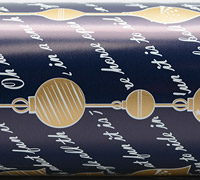 9cm BAUBLE NEW WRAPBAND-Navy-Gold on White
