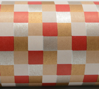 9cm CHECK WEAVE WRAPBAND-White-Gold-Silver-Scarlet on Kraft
