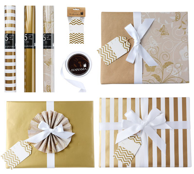 gold and white striped wrapping paper